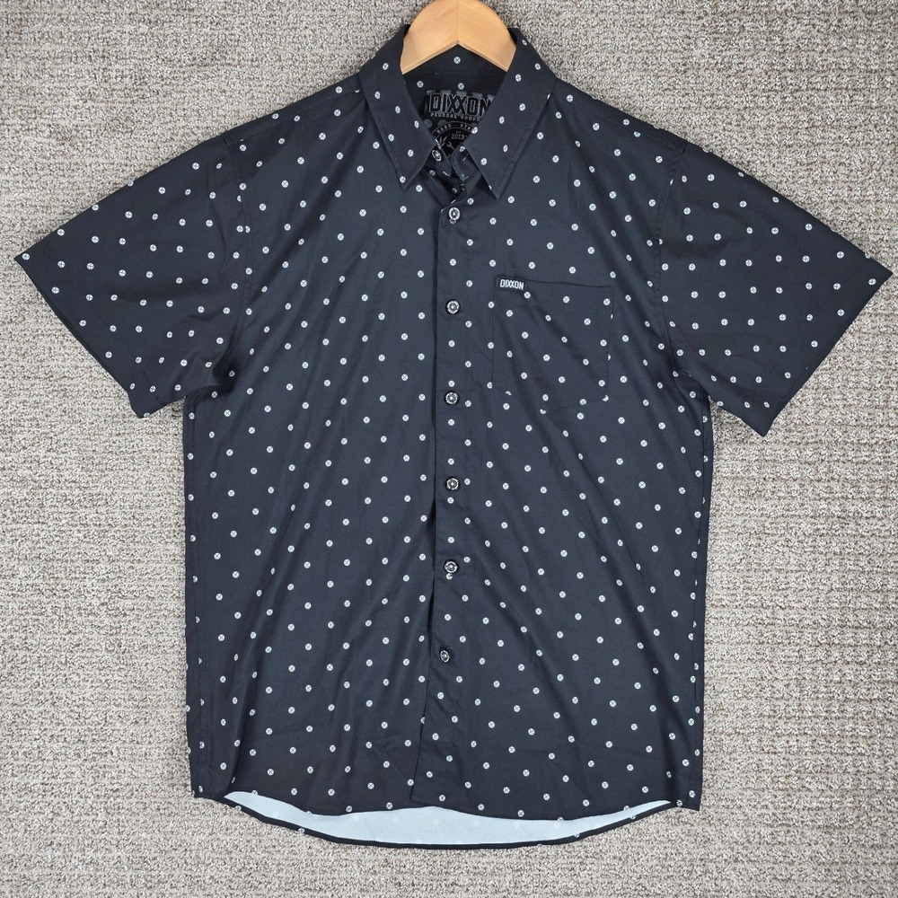 Dixxon Flannel Co Polkacide D-Lite Short Sleeve Button Up Shirt Men Medium Black